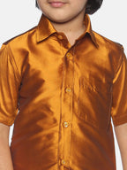 Sethukrishna Boys Yellow & White Shirt with Dhoti | Grocsy