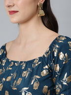 Aks Floral Yoke Design Anarkali Kurta | Grocsy