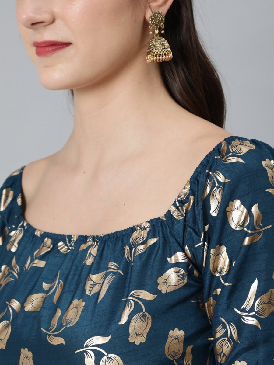 Aks Floral Yoke Design Anarkali Kurta | Grocsy