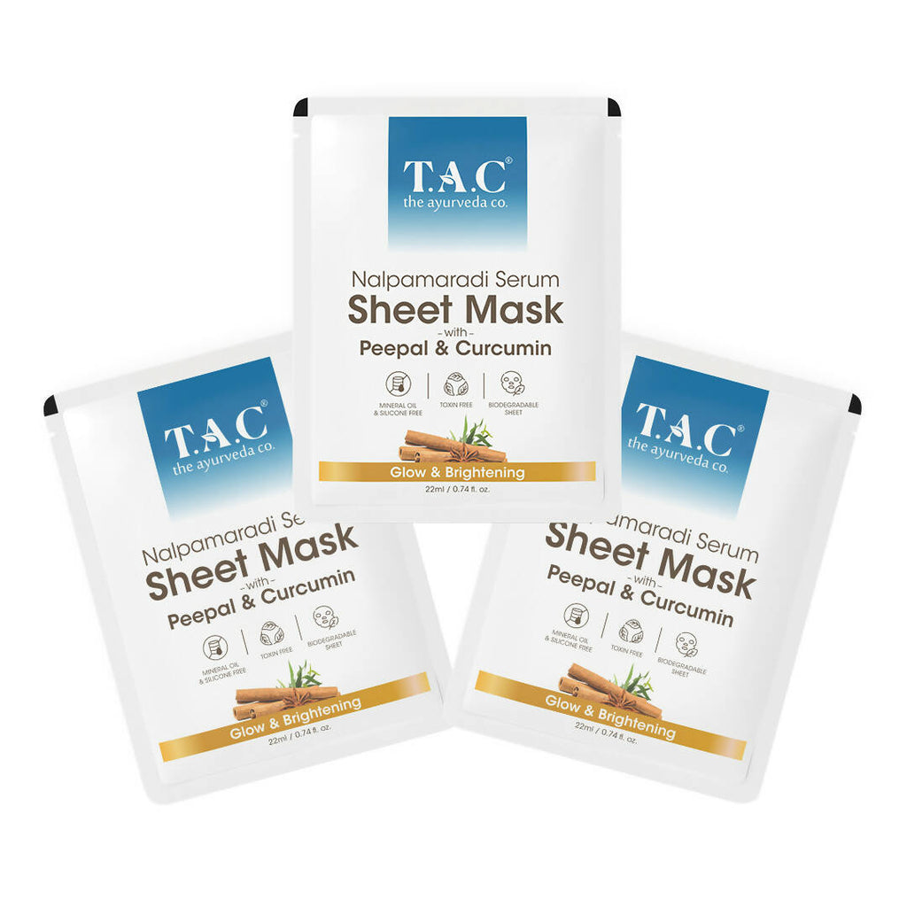 TAC - The Ayurveda Co. Nalpamaradi Serum Sheet Mask | with Aloe Vera & Sandalwood | Grocsy