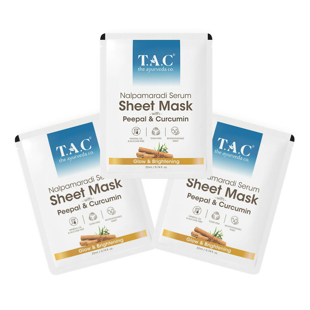 TAC - The Ayurveda Co. Nalpamaradi Serum Sheet Mask | with Aloe Vera & Sandalwood | Grocsy