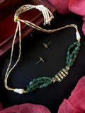 Joban Fashion Women Green Pachi Kundan Stone Beaded Choker Necklace | Grocsy