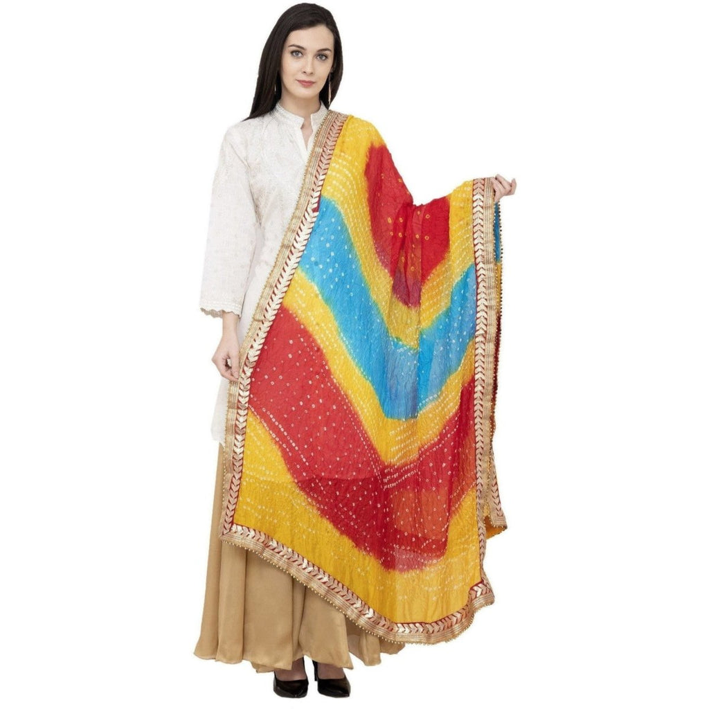 A R Silk Bandhej Multi Gota Fancy Dupatta Color Multi color Dupatta or Chunni | Grocsy