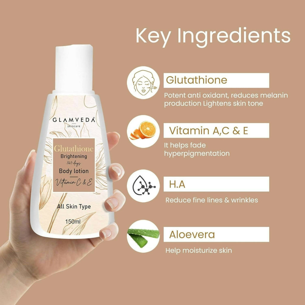 Glamveda Glutathione Brightening Body Lotion With Vitamin C | Grocsy