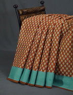 Chikoo Brown Block Print Pure Mulmul Cotton By Gayathri Reddy Designer Studio | Grocsy
