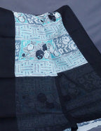 Shades of Sky Blue And Black Colour Floral Print Pure Mulmul Cotton Saree By Gayathri Reddy Designer Studio | Grocsy