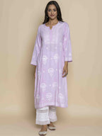 HOUSE OF KARI Floral Embroidered Chikankari Straight Kurta | Grocsy