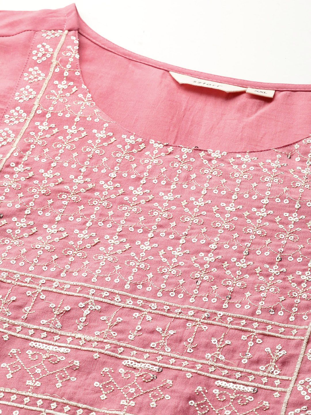 Sztori Plus Size Ethnic Motifs Embroidered Sequinned Gotta Patti Detailed Kurta | Grocsy