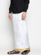 Sethukrishna Men White Double Layer Readymade Dhoti With Pocket | Grocsy