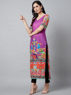 Aks Ethnic Motifs Printed V-Neck Kurta | Grocsy