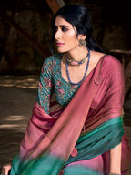 Saree Mall Mauve & Turquoise Blue Ombre Embellished Sarees | Grocsy