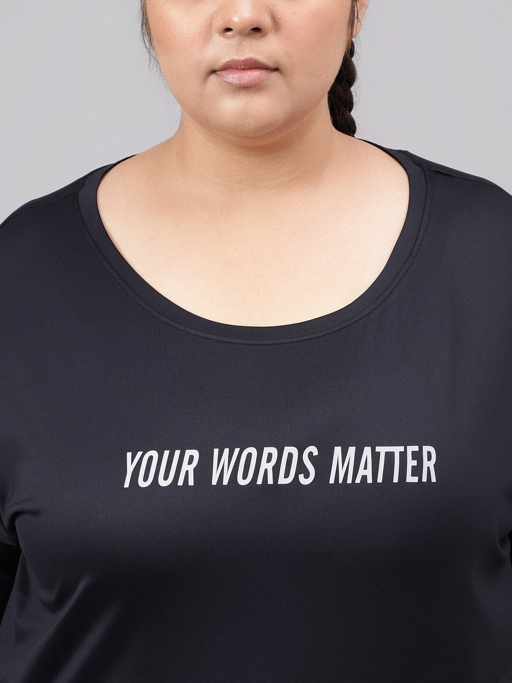 MKH Plus Size Typography Printed Dri-FIT Relaxed Fit Drop-Shoulder Sleeves Gym T-shirt | Grocsy