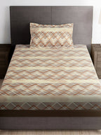 Story@home Brown & White Striped Microfiber 180 TC Bedsheet With Pillow Cover | Grocsy