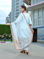 Joban Fashion Sky Blue Positive Digital Print With Position Foil Kurta Set | Grocsy
