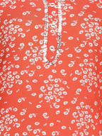 HERE&NOW Rust Orange & White Floral Printed Straight Kurta | Grocsy