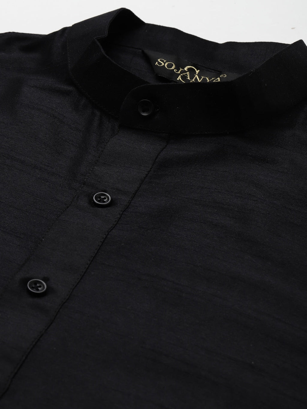 Sojanya Men Black Solid Kurta with Churidar & Nehru Jacket | Grocsy