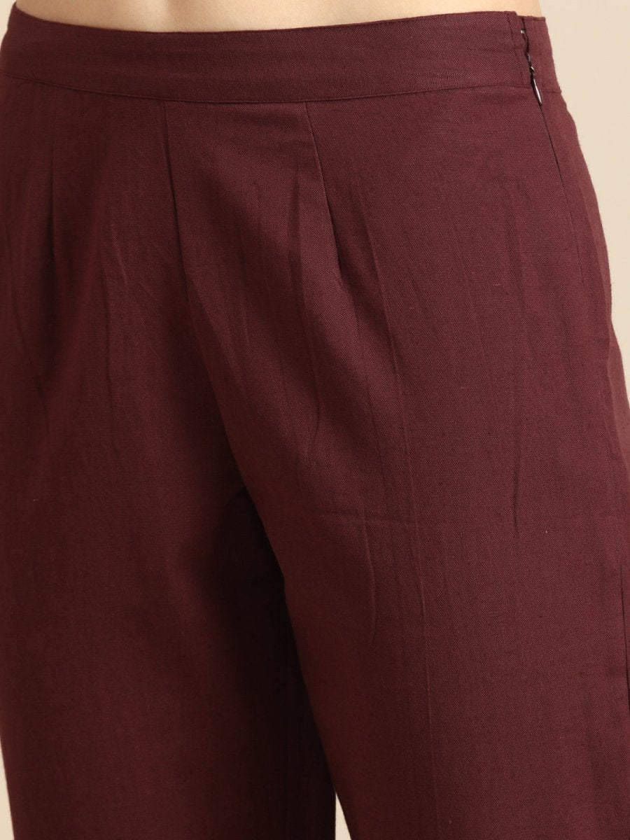 All About You Women Orange Printed Kurta with Maroon Solid Trousers | Grocsy