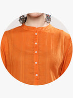 Sangria Women Orange & White Solid Kurta Set | Grocsy