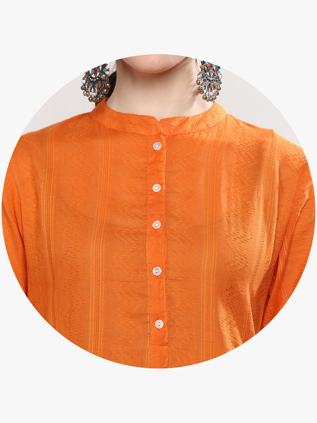 Sangria Women Orange & White Solid Kurta Set | Grocsy