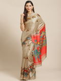 Saree Mall Beige Printed Printed Saree | Grocsy