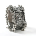 Mominos Fashion Joharkamal Oxidised Silver-Plated Ghungroo Handcraft Bracelet - Design 022