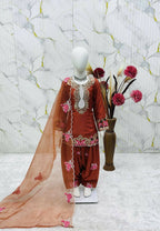 Teeya Creation New Kids Trendy Wedding Wear Traditional Kurta Salwar Set-Orange | Grocsy