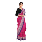 Exclusive Collection 100% Pure Cotton Pink Tant Saree With Hand Weaving Work | Grocsy