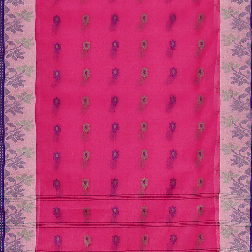Exclusive Collection 100% Pure Cotton Pink Tant Saree With Hand Weaving Work | Grocsy