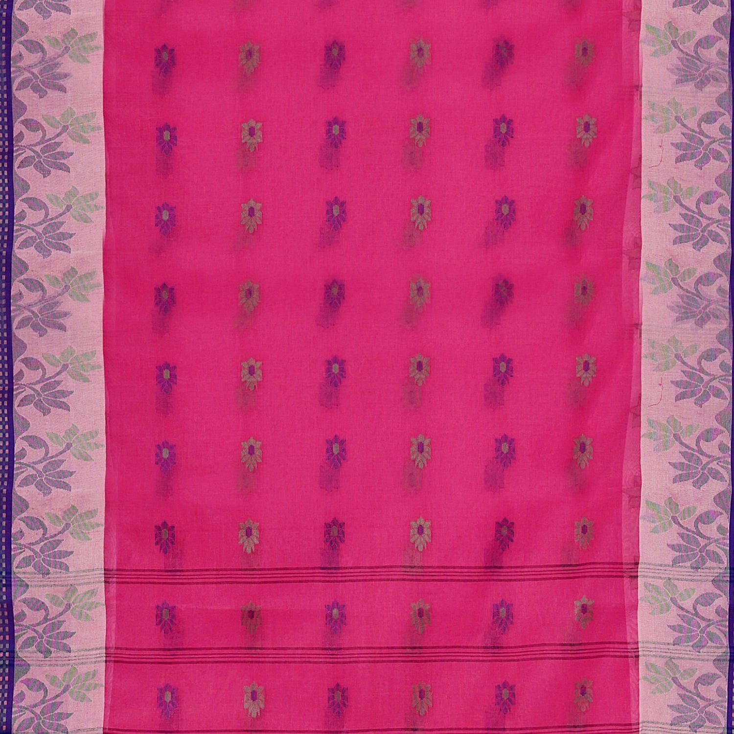 Exclusive Collection 100% Pure Cotton Pink Tant Saree With Hand Weaving Work | Grocsy
