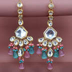 Tehzeeb Creations Meenakari Gold-Polished Multi Color Uncut dibbi Kundan Combo Necklace Set For Women | Grocsy