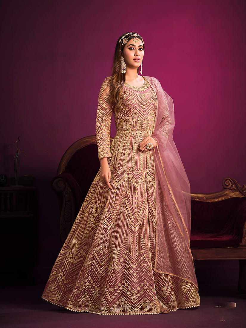 Monjolika Fashion Light Pink Sangeet Net Designer Salwar Suit | Grocsy