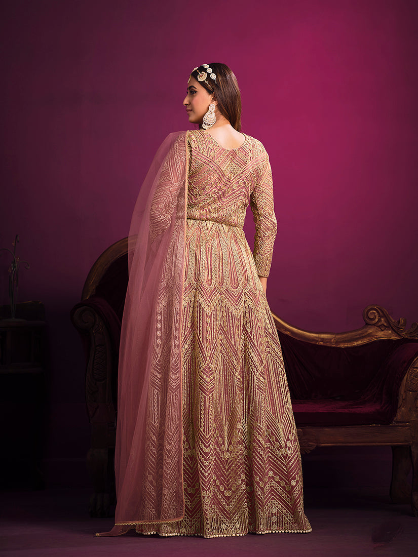 Monjolika Fashion Light Pink Sangeet Net Designer Salwar Suit | Grocsy