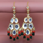 Tehzeeb Creations Back Meenakari Gold-Polished Multicolor Color Tika Earring Jewellery Set Uncut Big Faux Kundan Dibbi Kundan Choker Necklace Set | Grocsy