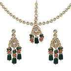 Tehzeeb Creations Gold-Polished Multicolor Kundan Stone/Uncut Kundan/Dibbi Kundan/Meena Kundan/Lucknow Kundan Bridal Set for Girls & Women | Grocsy