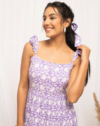 FIORRA Women's Lavender Cotton Floral Printed Dress | Grocsy