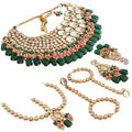 Tehzeeb Creations Gold-Polished Multicolor Kundan Stone/Uncut Kundan/Dibbi Kundan/Meena Kundan/Lucknow Kundan Bridal Set for Girls & Women | Grocsy
