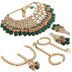 Tehzeeb Creations Gold-Polished Multicolor Kundan Stone/Uncut Kundan/Dibbi Kundan/Meena Kundan/Lucknow Kundan Bridal Set for Girls & Women | Grocsy
