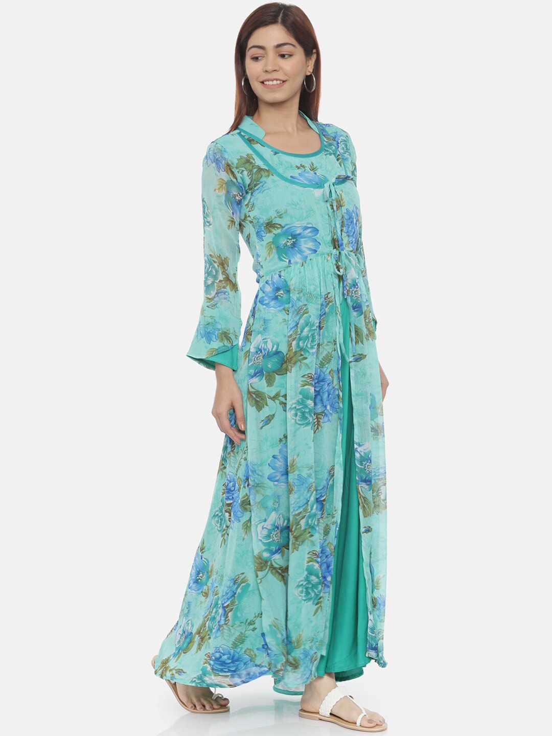 Souchii Blue Printed Maxi Dress | Grocsy