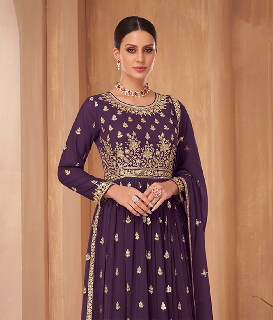Monjolika Fashion Black Color Georgette Sequins Work Palazzo Salwar Suit | Grocsy