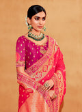 Monjolika Fashion Pink Color Heavy Silk Embroidered Half Nd Half Saree | Grocsy