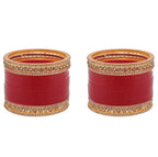 Tehzeeb Creations Bridal Bangle Set Wedding punjabi chuda, Designer chura CZ Stone Maroon Color Choora Set for Women | Grocsy