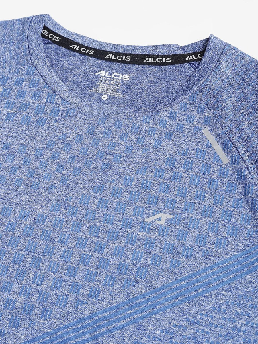 Alcis Men Heather Anti-Static Slim-Fit Round Neck Grocsynce Running T-Shirt | Grocsy