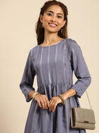 Sangria Women Jacquard Chanderi Silk Anarkali Kurta | Grocsy