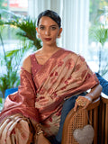 Monjolika Fashion Blush Pink Color Organza Weaving Print Saree | Grocsy