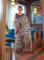 Monjolika Fashion Light Blue Color Organza Weaving Print Saree | Grocsy