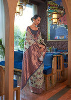 Monjolika Fashion Light Blue Color Organza Weaving Print Saree | Grocsy