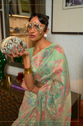 Monjolika Fashion Light Green Color Silk Printed Classic Saree | Grocsy