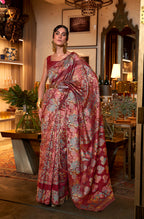 Monjolika Fashion Red Color Silk Printed Classic Saree | Grocsy