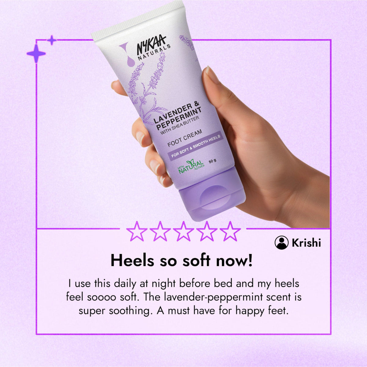 Nykaa Skin Happy Heels 20%Urea, 2%Lactic Acid Foot Cream-Dry & Cracked Feet - Lavender & Peppermint | Grocsy