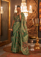 Monjolika Fashion Green Color Silk Women'S Traditional Saree | Grocsy